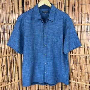 Robert Barakett Men's Shirt SS Blue Chambray Button XL Preppy Casual